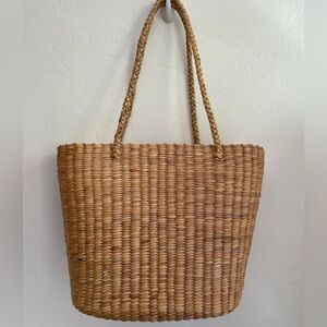 Classic Woven Basket Rattan Tote Bag